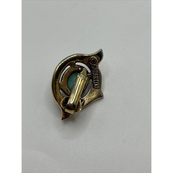Vintage Sarah Coventry Remembrance Clip on Earrings Faux Turquoise Gold Tone - Picture 4 of 10